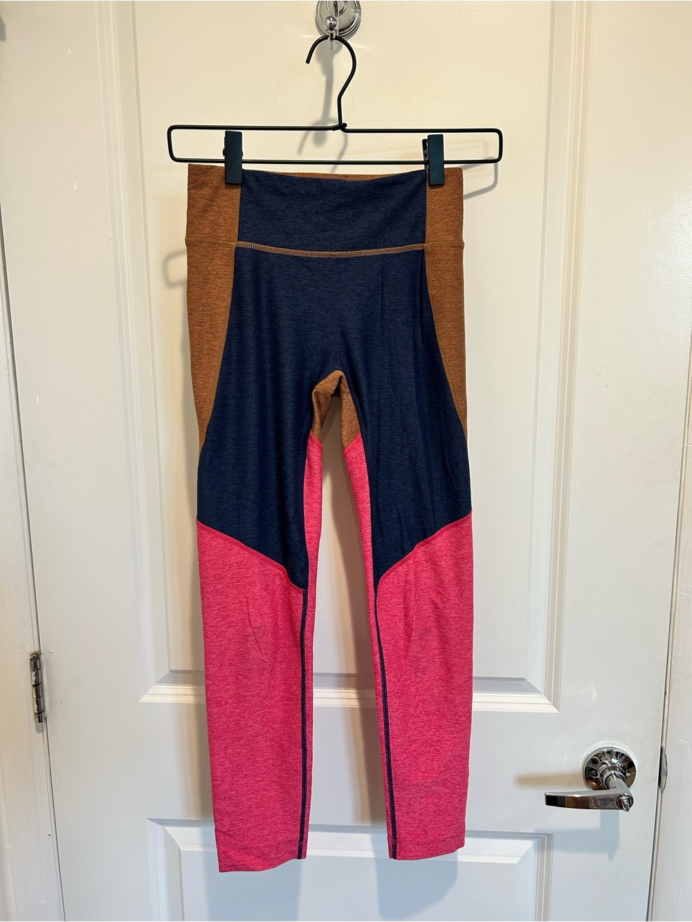 Outdoor Voices Colorblock Leggings in Navy, Pink & Brown